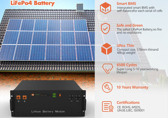 Rack Mount Lithium-Ionen-Batterie 48V 100ah 6500 Zyklus für die Energiespeicherung zu Hause
