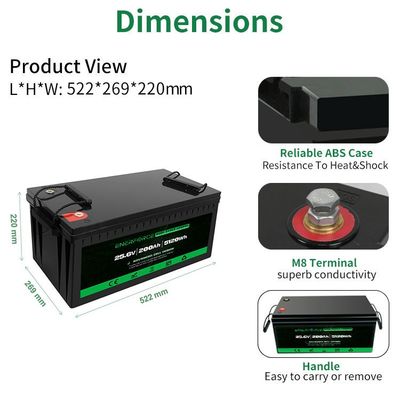 LFP 24v 200ah Lifepo4 Batterie Schwarz für Haushaltsgeräte Solarenergie Speichersystem
